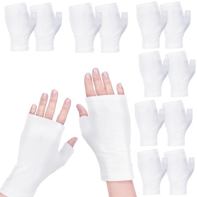 6 Pairs Fingerless Eczema Gloves Moisturizing Gloves for Adults Fingerless Cotton Gloves Washable and Reusable Eczema Sleeves Cotton Gloves Overnight Dry Hands for Adults Eczema (White)