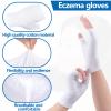 6 Pairs Fingerless Eczema Gloves Moisturizing Gloves for Adults Fingerless Cotton Gloves Washable and Reusable Eczema Sleeves Cotton Gloves Overnight Dry Hands for Adults Eczema (White) view 3