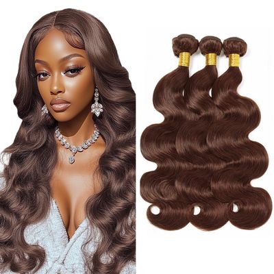Chocolate Brown Body Wave Bundles Color 4 Human Hair Brown Body Wave Bundles 22 24 26 inch Double Weft Brazilian Dark Brown Human Hair Extensions Silky Soft for Black Women