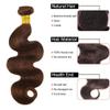 Chocolate Brown Body Wave Bundles Color 4 Human Hair Brown Body Wave Bundles 22 24 26 inch Double Weft Brazilian Dark Brown Human Hair Extensions Silky Soft for Black Women view 3