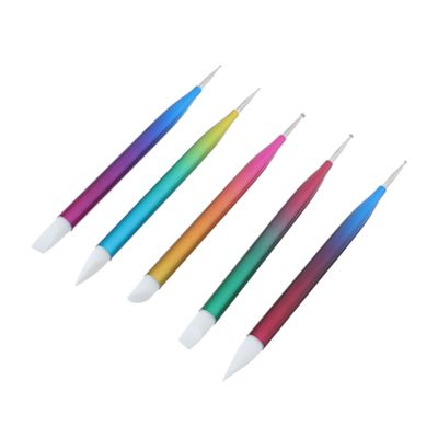 MERRYHAPY 5pcs Silicone Pen Manicure Drawing Pens Embossing Stylus Nail Point Drill for Nail Art Gems Picking Tool