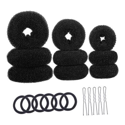 Baluue Hair Set 3 Sets of U-shaped Clips Hair Donut Bun Makers Elastic Bands Hair Bun for Styling Tool