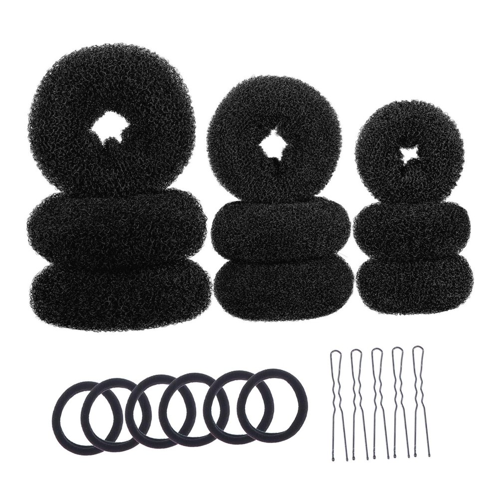 Baluue Hair Set 3 Sets of U-shaped Clips Hair Donut Bun Makers Elastic Bands Hair Bun for Styling Tool