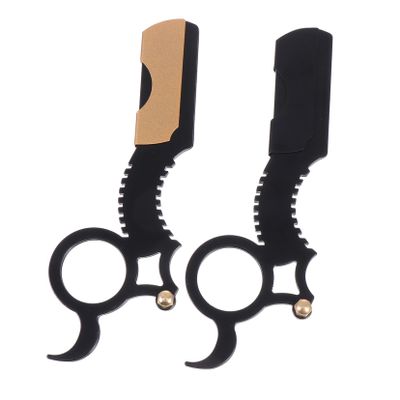 WOONEKY 2pcs Men Beard Trimmer Razor Vintage Style Practical and Compact Non-slip Handle for Barbers