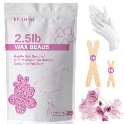 Keethem 2.5lb Wax Beads, Hard Wax Beads for Coarse Hair Removal and Sensitive Skin- Waxing Beads for Women Men - Hard Wax Recommended for Full Body Bikini Brazilian Waxing (Cherry)