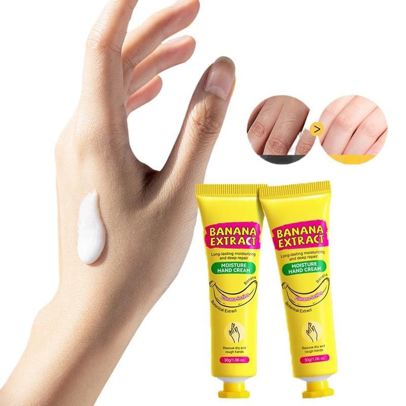 Banana Hand Cream Daily Moisturizing Floral for Dry, Cracked Hands (1.06Oz) Healing Non-Greasy Crme for Women or Men with Dry or Sensitive (2pcs)