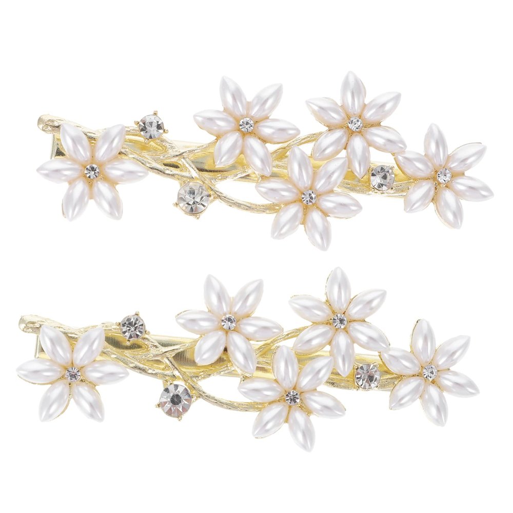Baluue 2pcs Pearl Floral Hairpins Elegant Bridal Hair Accessories for Weddings Parties Daily Wear Delicate Pearl Design for Women and Girls