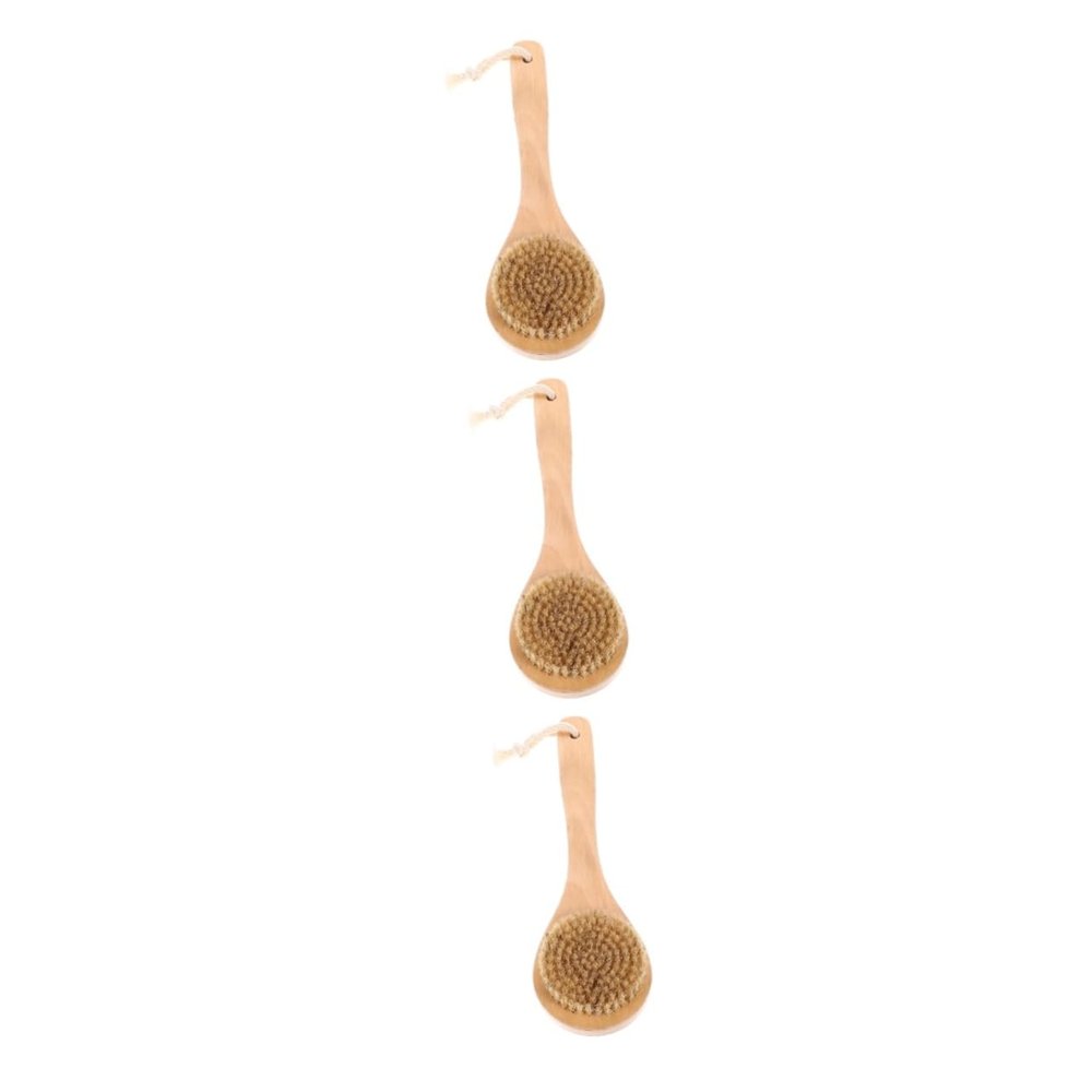 Gogogmee 3pcs Shower Brush for Body Exfoliation Bathing Brush with Wooden Handle Gentle Massage