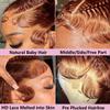 250 Density Reddish Brown HD Lace Front Wigs Human Hair Bleached Knots 28 inch Auburn Red Deep Wave Transparent Lace Frontal Wig 13x4 Big Space Lace Ginger Red Colored Curly Wigs for Black Women view 3