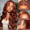Hiyoker 30 Inch Reddish Brown Lace Front Wigs Human Hair Pre Plucked Body Wave Human Hair Wig 13x4 HD Lace Frontal Wigs Human Hair 200 Density Reddish Brown Glueless Wig view 3