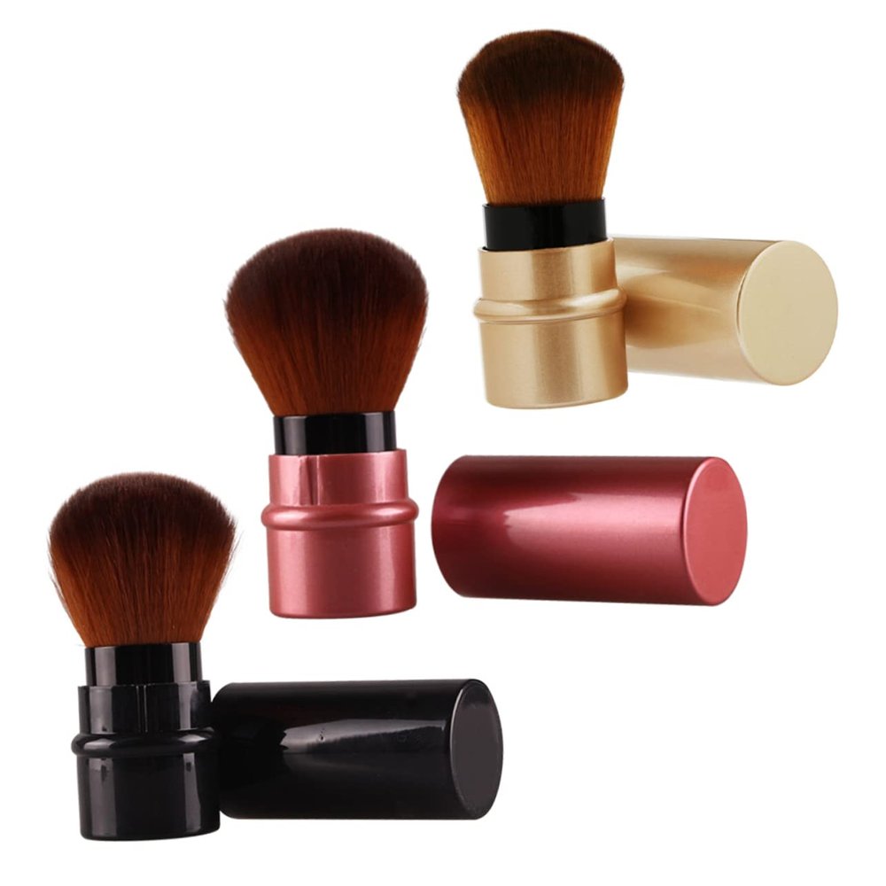 Baluue 3pcs Portable Foundation Makeup Brush Travel Applicator for Face Makeup Includes Chic Red Colors Professional Cosmetic Tool for Full Coverage Blending