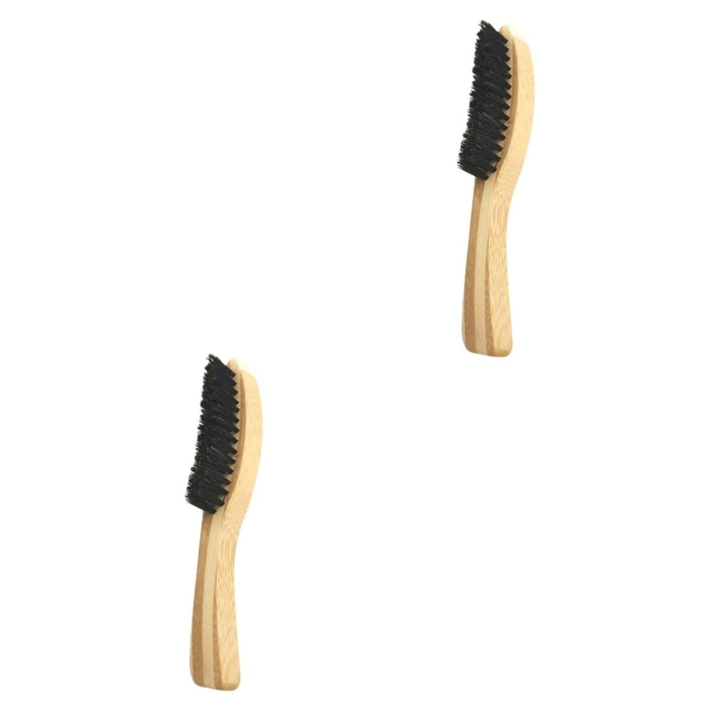Gogogmee 2pcs Handle Beard Brush Portable Handle Grooming Tool for Beard Cleaning Barber Shop Solid for Easy Use and Care