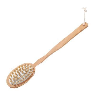 KOMBIUDA Long Handle Back Scrubber Double-Sided Body Exfoliating Brush for Shower Gentle Skin Massage and Deep Cleansing for Self Back Washing and Bathing Accessory