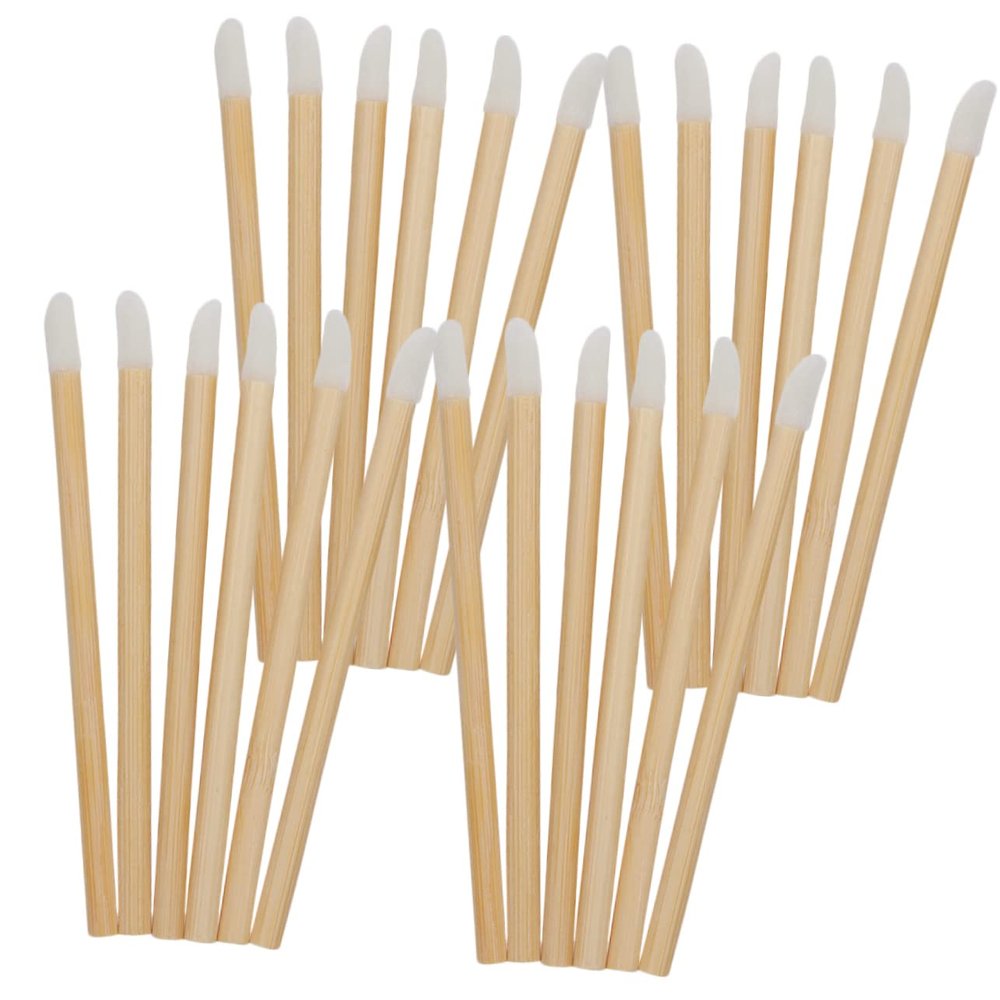 Baluue 100pcs Lip Brush Makeup Tools Wooden Handle Lipstick Applicators for Lipstick Eyelash Makeups Lip Gloss Wand