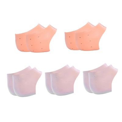Anneome 5pairs Medical Grade Silicone Heel Covers Heel Socks for Dry Cracked Repair Gel Pads for Shoes for Pain Relief