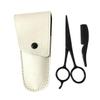 minkissy 3pcs Beard Care Tool Set Stainless Trimming Scissors Apricot Leather Sheath Small Comb for Men Grooming and Styling view 1