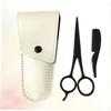 minkissy 3pcs Beard Care Tool Set Stainless Trimming Scissors Apricot Leather Sheath Small Comb for Men Grooming and Styling view 4