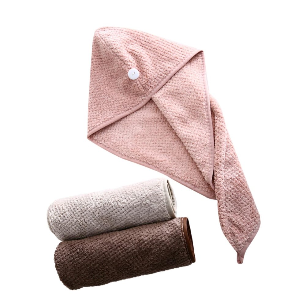 Baluue 3pcs Hair Drying Cap Towel Wrap Soft Absorbent Fast Drying Frizz Head Towels Wrap Hair Accessories for Travel