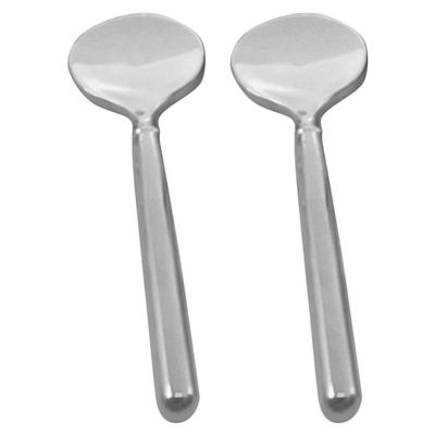 FRCOLOR 2pcs Zinc Alloy Face Mask Applicator Tool Rounded Head Moisturizing Lip Mask Spoon for Skincare Reusable Cosmetic Spatula