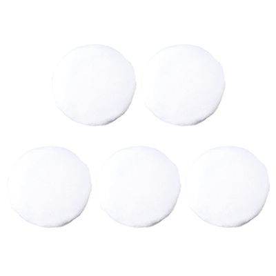 Baluue 5pcs Round Makeup Powder Puff Pure Cotton Body Puff for Loose Powder Application Soft and Washable with Ribbon for Easy Handling White