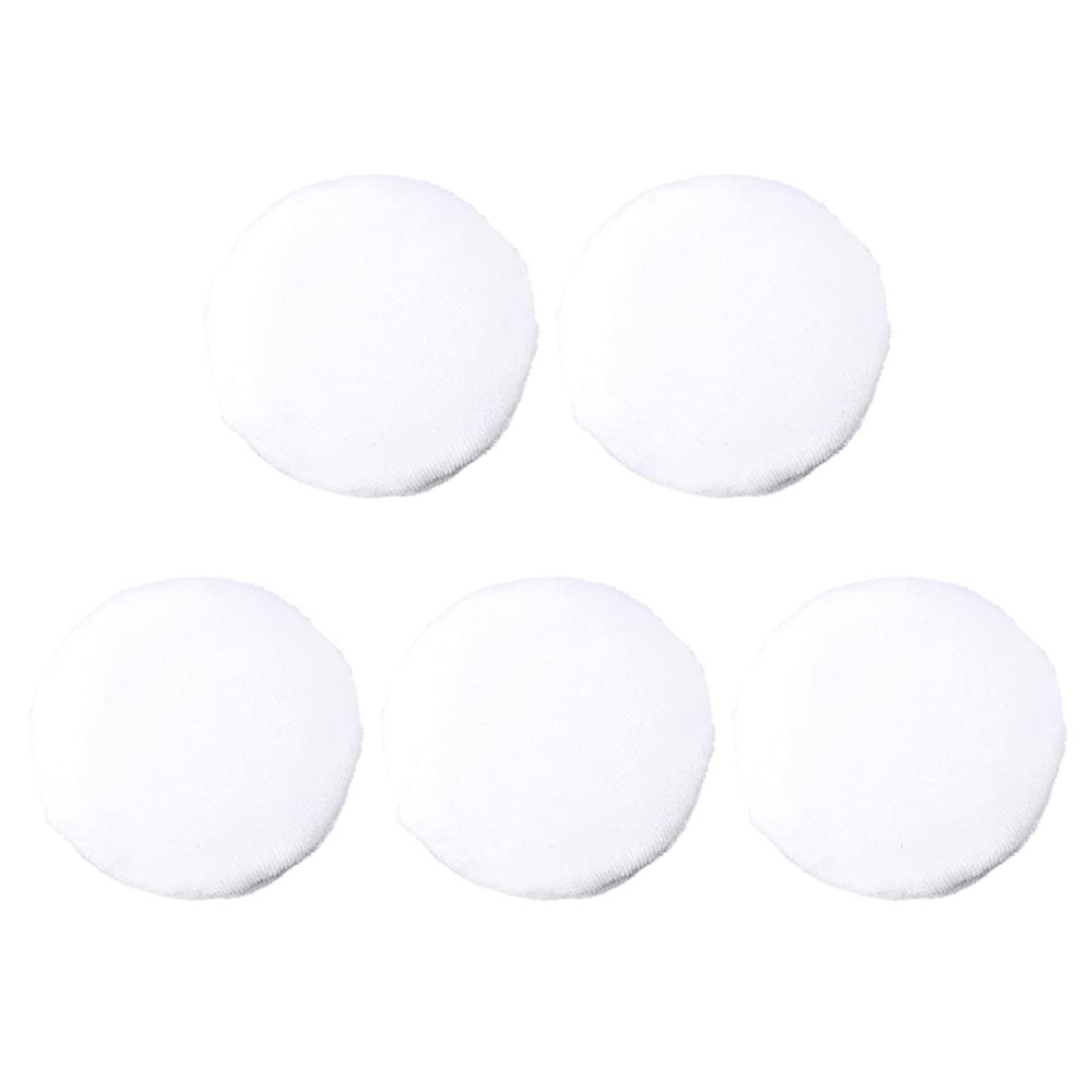 Baluue 5pcs Round Makeup Powder Puff Pure Cotton Body Puff for Loose Powder Application Soft and Washable with Ribbon for Easy Handling White