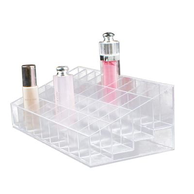 WOONEKY Lipstick Organizer Slots Makeup Storage Display Stand for Vanity Dresser and Bathroom Countertop for Lipsticks Lip Gloss and Cosmetics