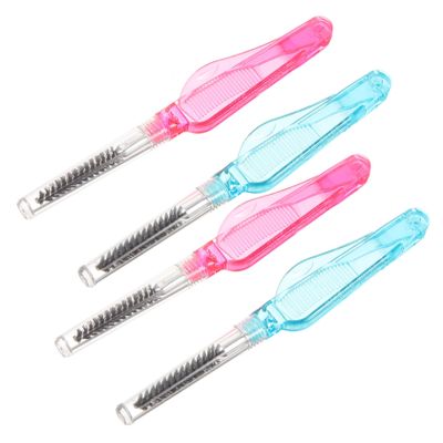 Baluue 4pcs Portable Folding Mini Eyelash Brush Disposable Eyelash Comb for Mascara Application Convenient Travel Tool Random Colors