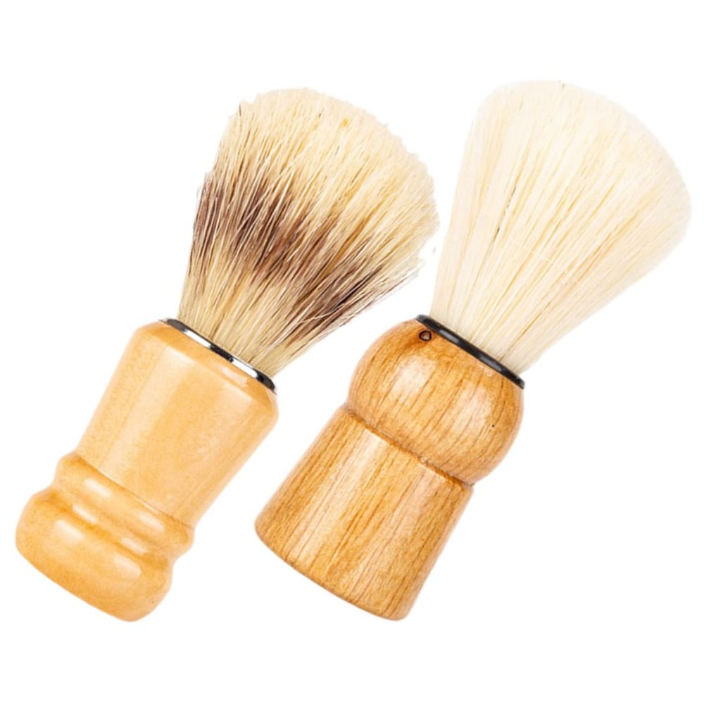 Baluue Beard Brush Shaving Brush 2pcs Men's Wood Handle Barber Accessories Shaving Soap Father's Day Presents