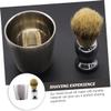 minkissy Gentlemen's Shaving Set Beard Brush with Soft Bristles Soap Bowl and Stylish Stand for Effortless Shaving Experience view 4