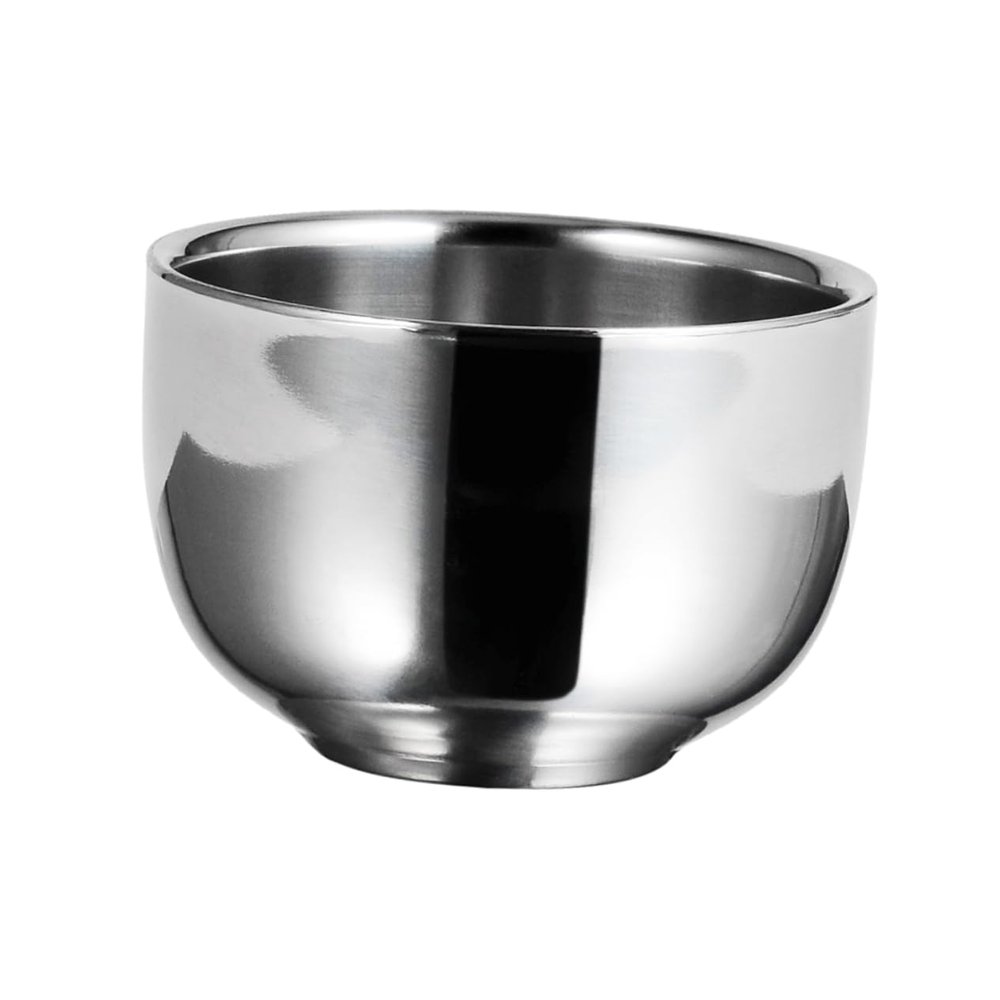 Gogogmee 2pcs Men's Shaving Bowl Brush Practical Stainless Steel Beard Bubble Bowl Easy to Clean and Store