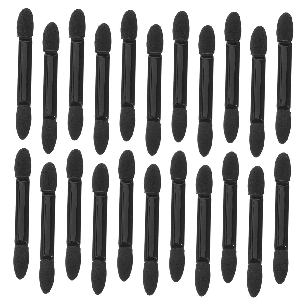 Baluue 50pcs Dual-sided Eyeshadow Sponge Applicators with Long Handle Tips for Smooth Application Makeup Tool for Women and Makeup Artists Black
