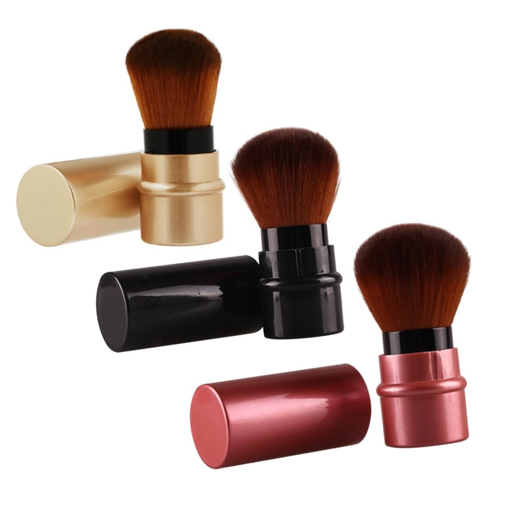 AUTSUPPL 3pcs Portable Makeup Foundation Applicator Brush Retractable Design for Liquid Makeup Ergonomic and Chic Cool and Essential Cosmetic Tool for Blending