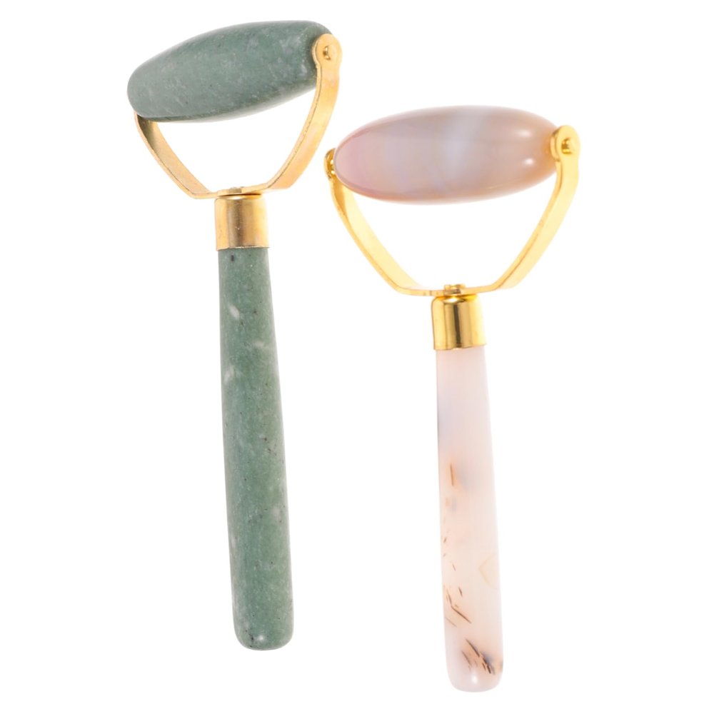 Baluue 2pcs Jade Craft Facial Massage Roller Accessory for Massage Skin Care Roller for Eye and Face