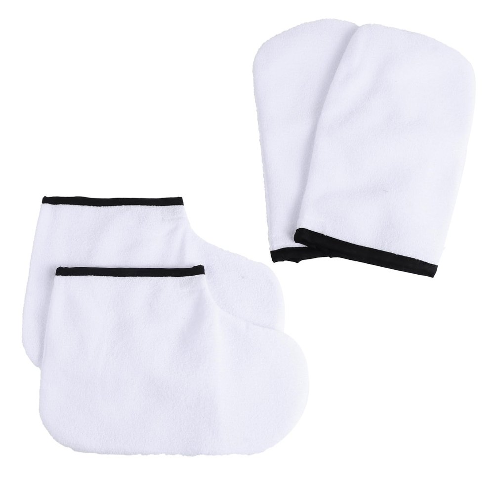 VINTORKY 4pcs Spa Paraffin Wax Gloves and Booties for Hand and Foot Care Reusable Thermal Mitts and Socks for Home and Salon Wax Therapy Durable and Material