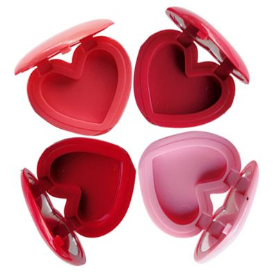 AUTSUPPL 4pcs Heart Shaped Empty Eyeshadow Holder Mirror Cute Lipstick Container for for Travel Birthdays and Special Occasions