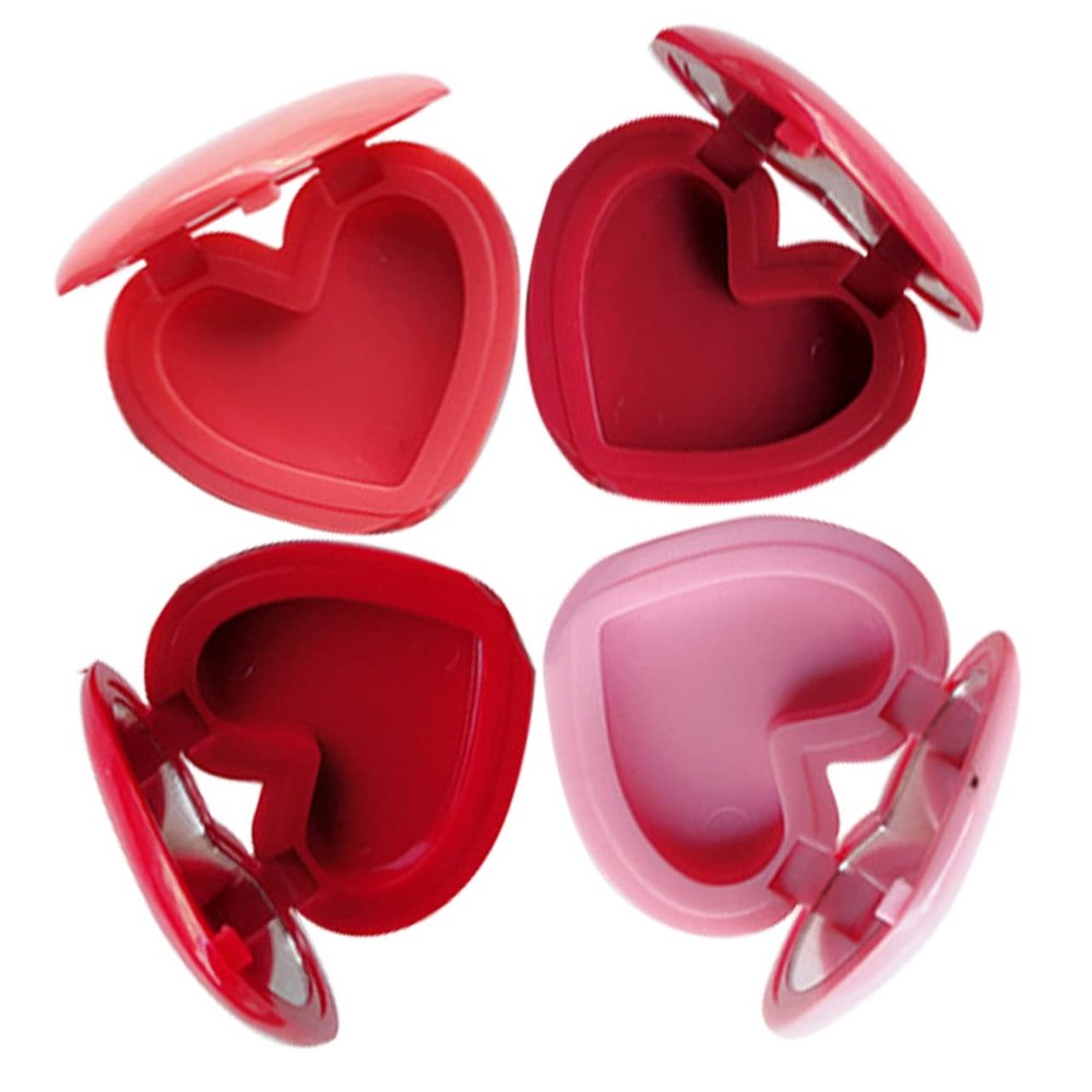 AUTSUPPL 4pcs Heart Shaped Empty Eyeshadow Holder Mirror Cute Lipstick Container for for Travel Birthdays and Special Occasions