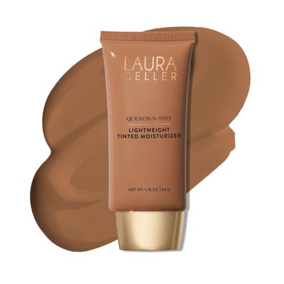 LAURA GELLER NEW YORK Quench-n-Tint Tinted Moisturizer - Deep - Sheer to Light Buildable Coverage - Natural Glow Finish - Lightweight Formula with Hyaluronic Acid