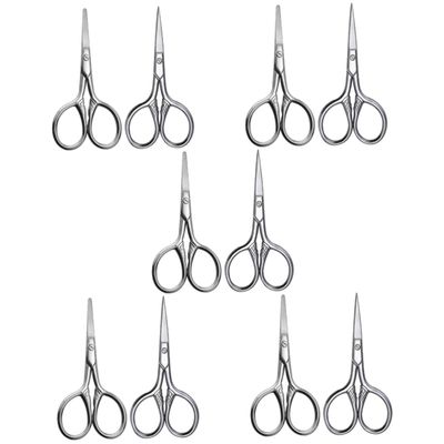 minkissy 10pcs Stainless Steel Grooming Scissors Pointed and Tips for Precise Trimming Beard and Eyebrow Scissors for Men and Women Compact Use