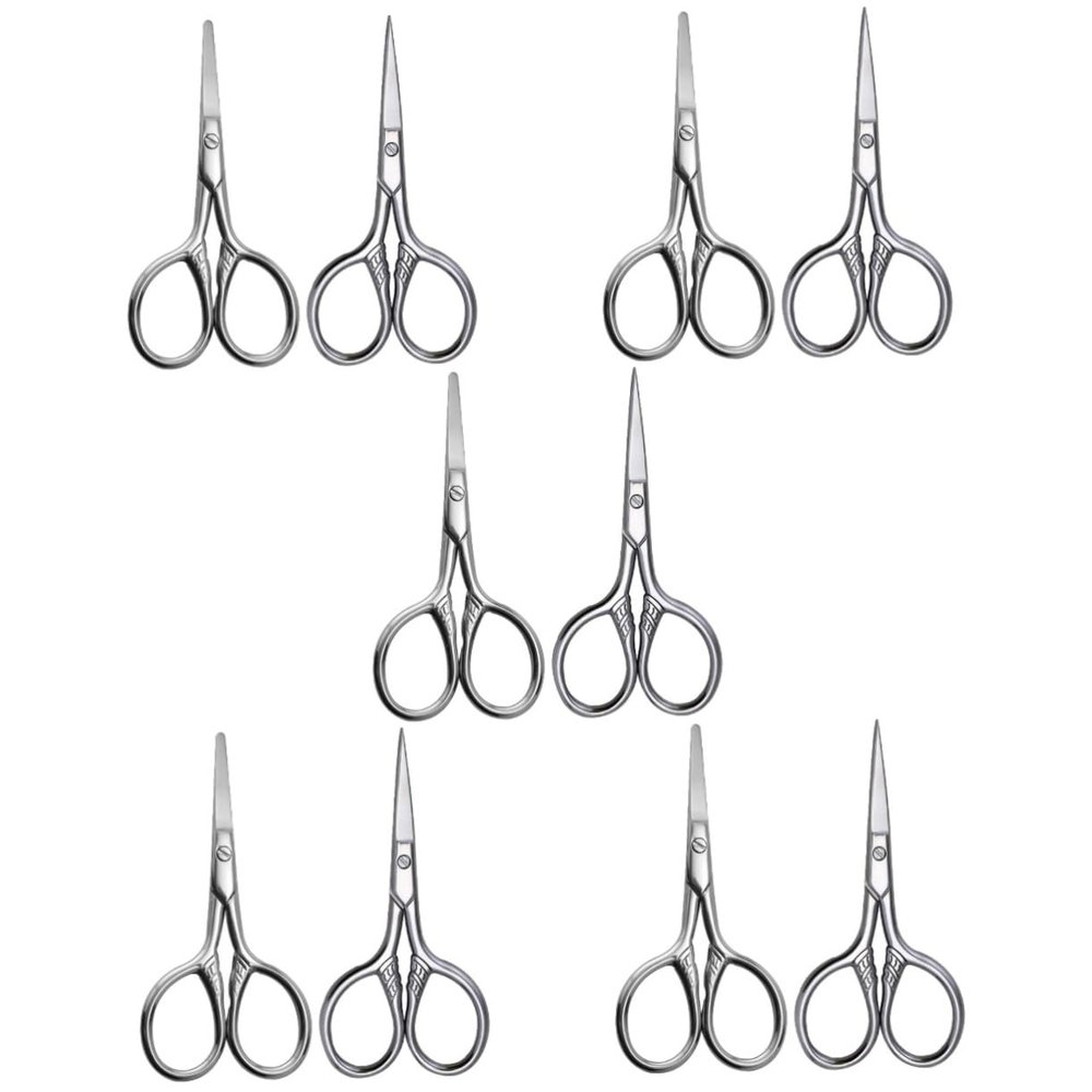 minkissy 10pcs Stainless Steel Grooming Scissors Pointed and Tips for Precise Trimming Beard and Eyebrow Scissors for Men and Women Compact Use