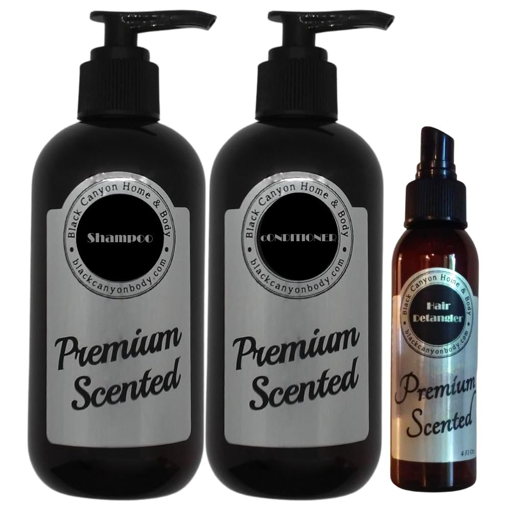 Black Canyon Frankincense & Golden Myrrh Scented Argan Oil Shampoo Conditioner and Hair Detangler Set, 16 Oz