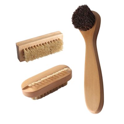 COOLHIYA 3pcs Natural Pig Bristles Nail Brush Handwashing Brush Multi-Purpose Cleaning Tool