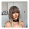 Yinj1835hh Hair Wigs Gray Blonde Short Bob Ombre Synthetic Wigs Medium Straight Ash Cosplay Hair with Bangs for Women Afro Natural Heat Resistant for Daily Party Use view 1