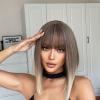 Yinj1835hh Hair Wigs Gray Blonde Short Bob Ombre Synthetic Wigs Medium Straight Ash Cosplay Hair with Bangs for Women Afro Natural Heat Resistant for Daily Party Use view 4