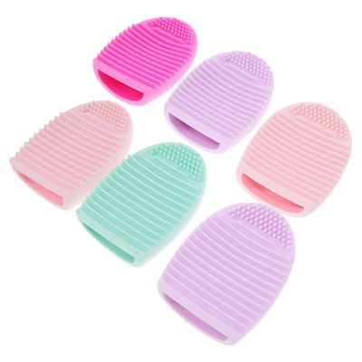 BELLIFFY 6pcs Makeup Brush Shape Silicone Pad Mixed Color for Efficient Brush Cleaning Salon Travel and Gym Use