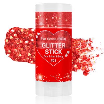 Mysense Red Body Glitter Stick,Christmas Makeup Face Hair Glitter,Stocking Stuffers,Sparkling Mermaid Sequins Chunky Glitter Face Paint,Singer Concert Outfit Festival Rave Accessories for Women