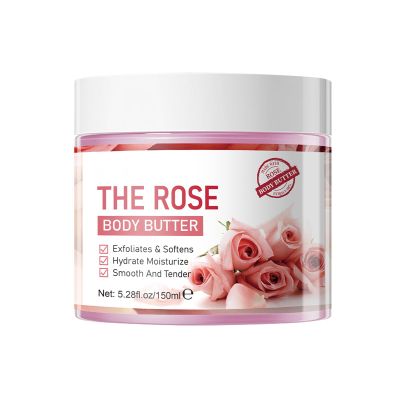 Grospe Rose Body Butter for Dry Skin,with Natural Rose Oil,Exfoliates & Softens,Hydrate Moisturize Smooth And Tender - 5.28 FL OZ