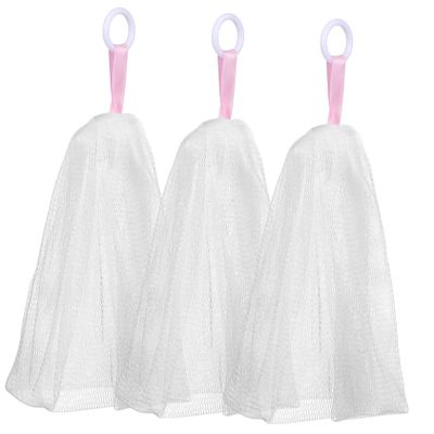 SOESFOUFU 3pcs Soap Saver Bags with Drawstring Soap Foaming Net for Exfoliating Lathering Durable Mesh Pouches for Shower Facial Cleaning