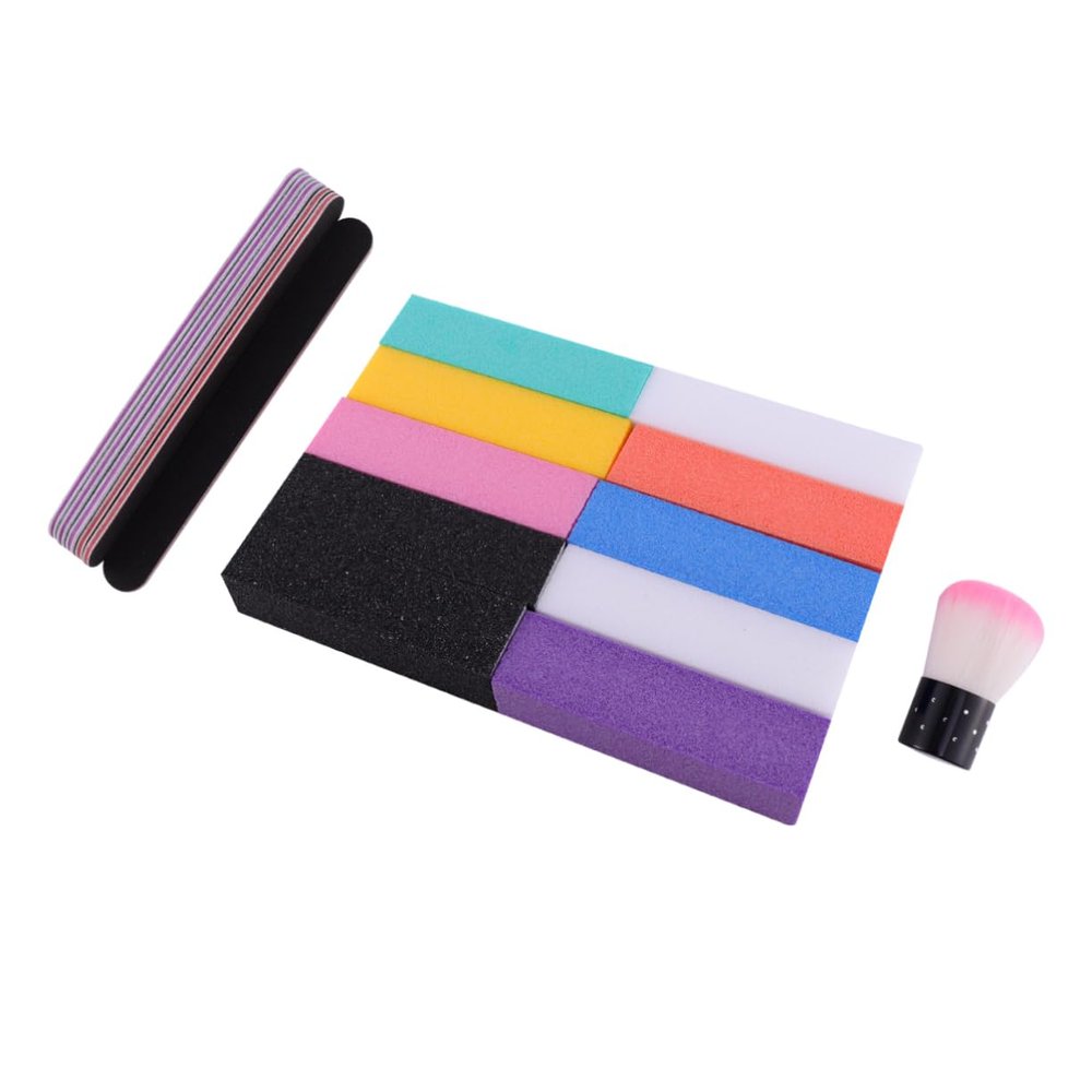 VINTORKY Essential Nail Art Supplies 1 Brush 6 Strips 10 Blocks Manicure Files Set