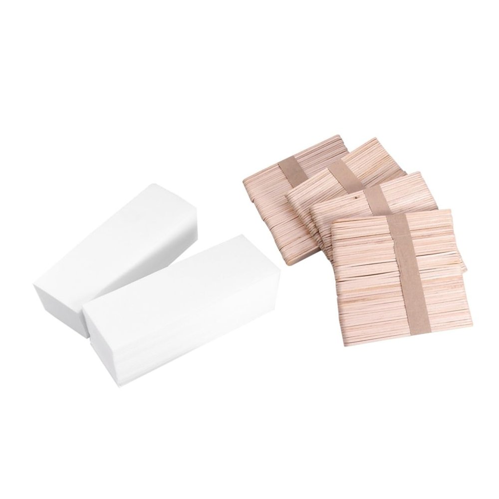 NOLITOY 400pcs Professional Facial Body Hair Removal Wax Strips Paper Kit Comfortable Cotton Wood No Irritation Odorless