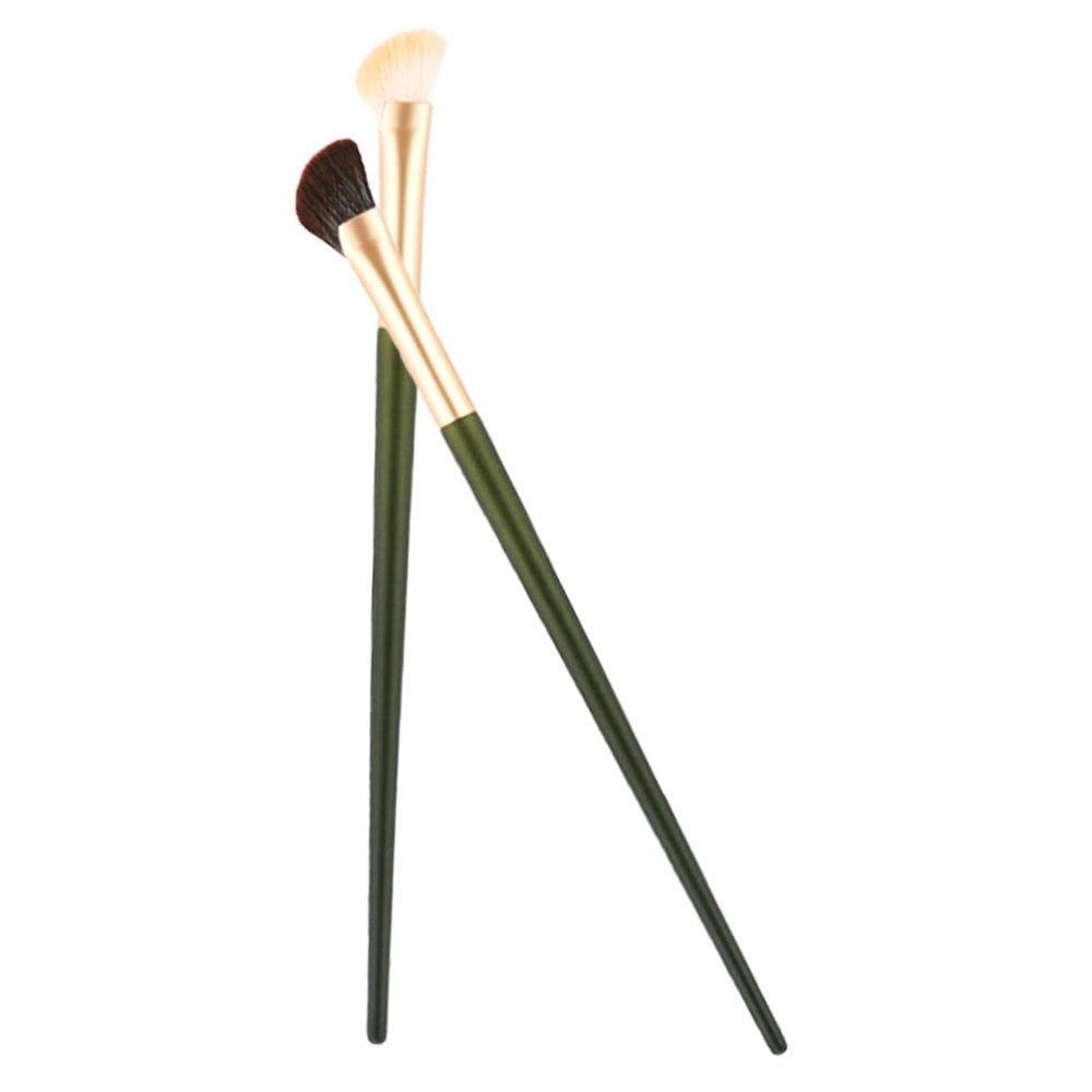 IWOWHERO 2pcs Nose Contour Makeup Brush Portable Applicators for Precise Nose Shadowing for Women Makeup Featuring Green Wooden Handles with Bristles